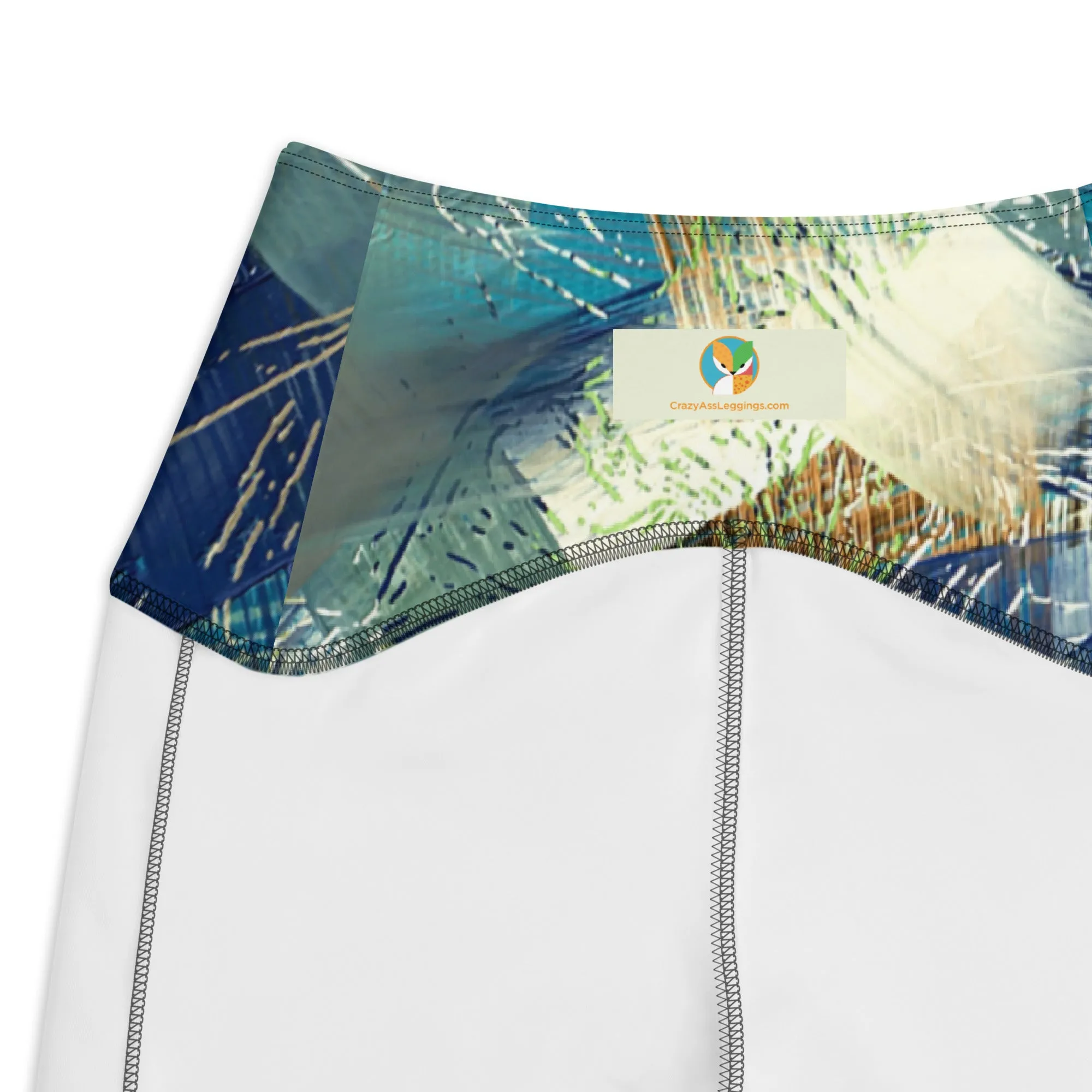 Abstract Blues and Greens Leggings with pockets