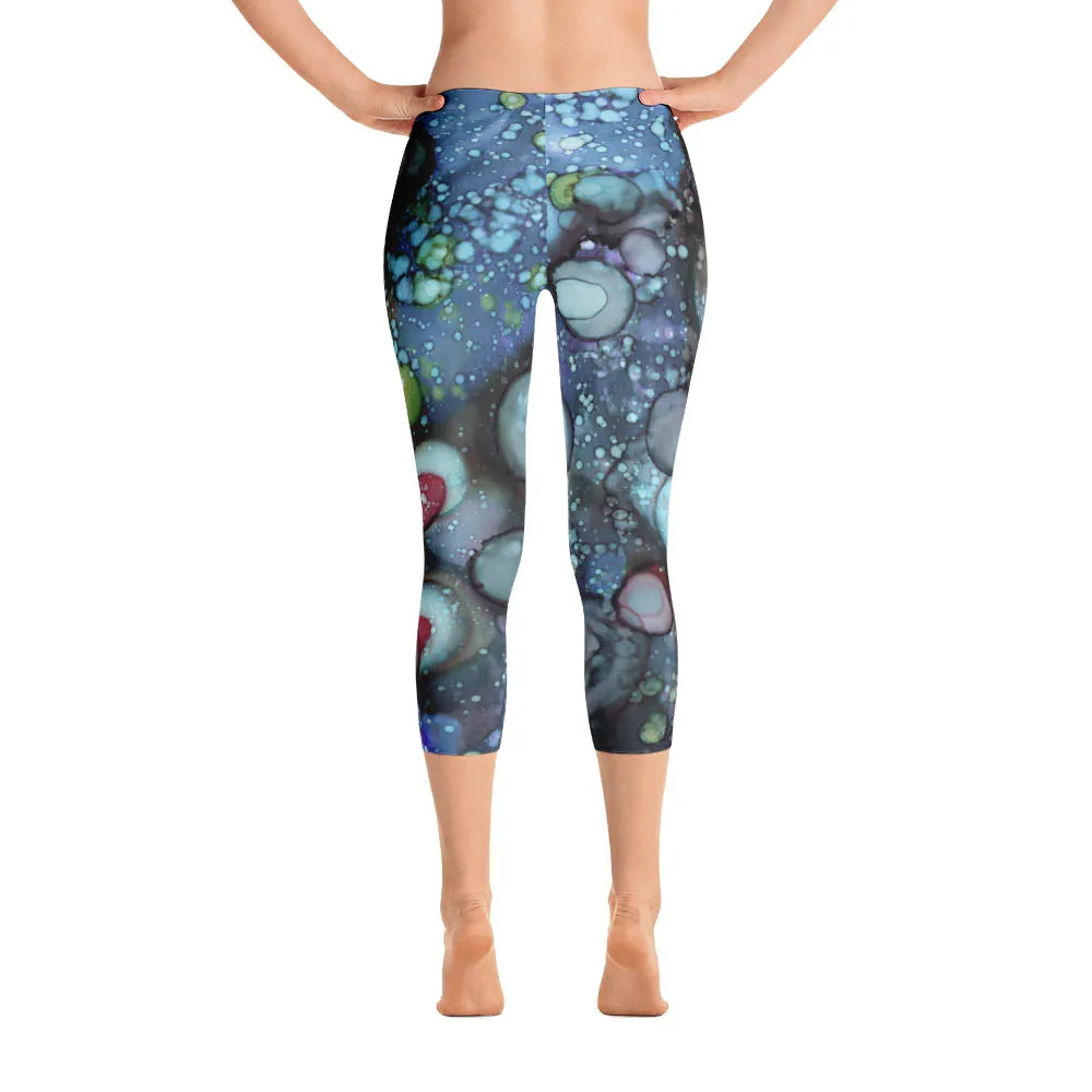 Abstract Capri leggings, Workout Pants 'Galaxy A'
