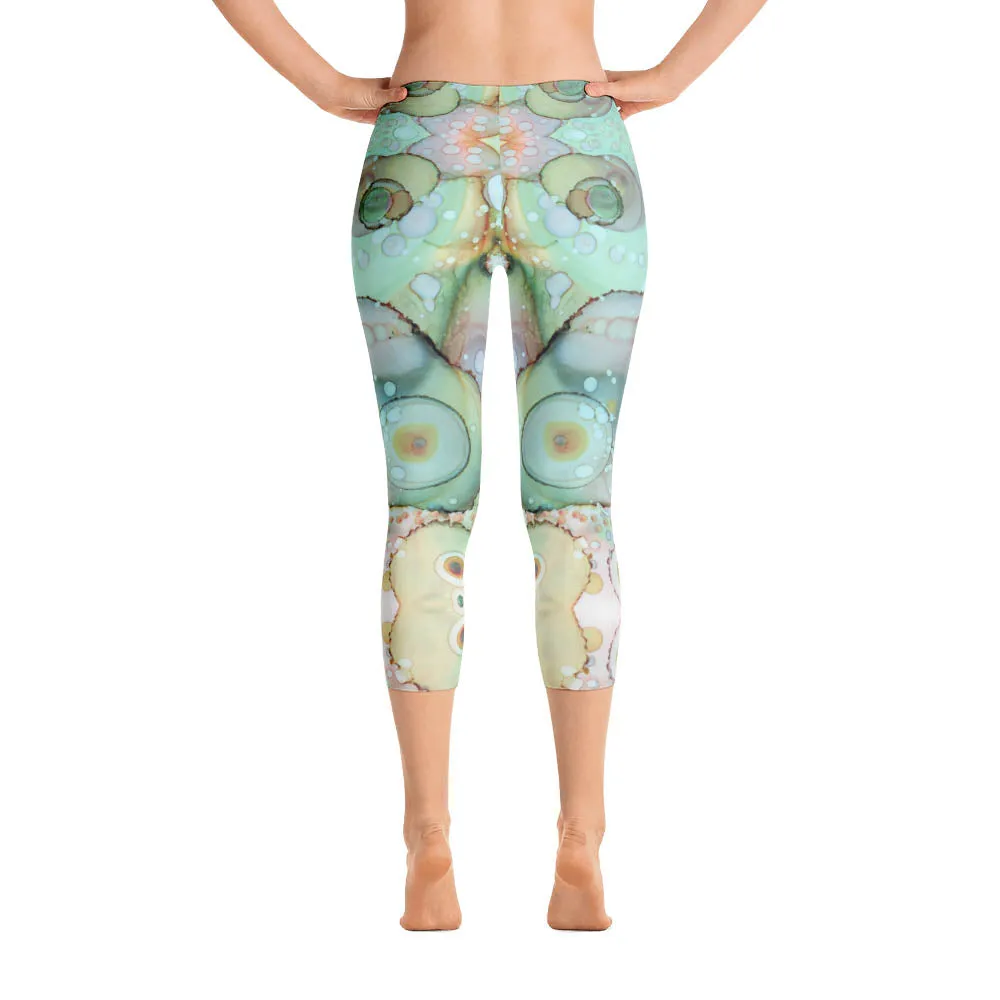 Abstract Capri leggings, Workout Pants 'Mermaid Tail 01'