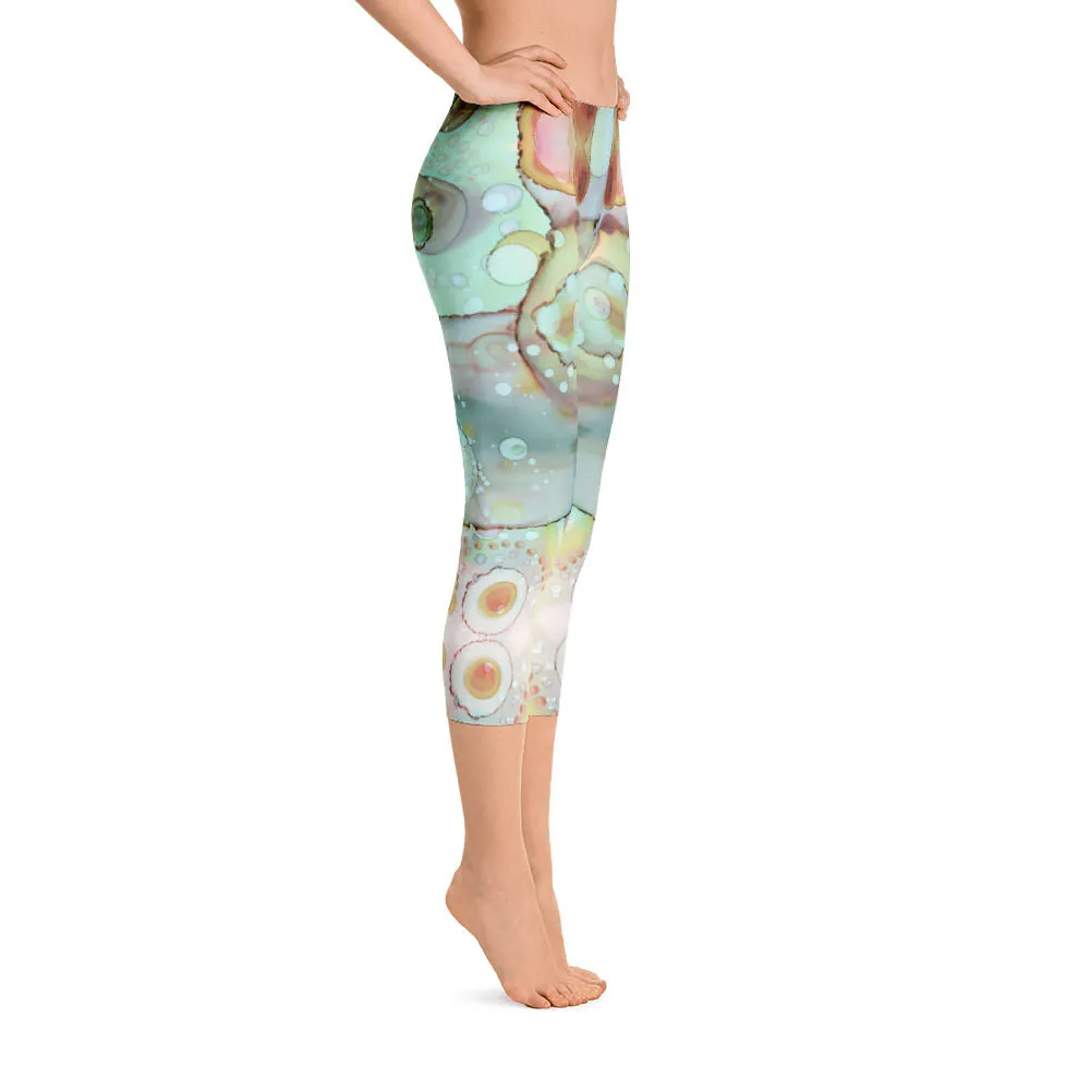 Abstract Capri leggings, Workout Pants 'Mermaid Tail 01'
