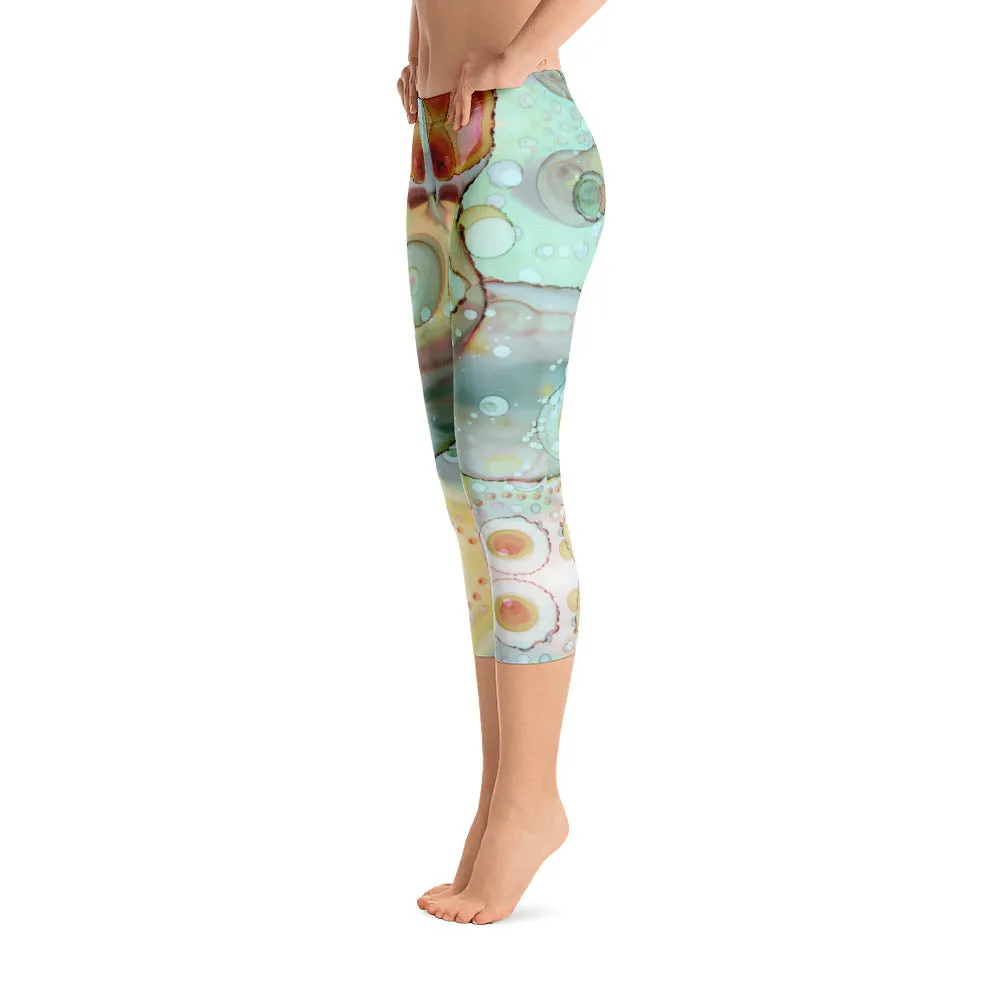 Abstract Capri leggings, Workout Pants 'Mermaid Tail 01'