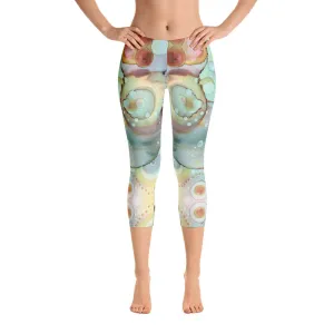 Abstract Capri leggings, Workout Pants 'Mermaid Tail 01'