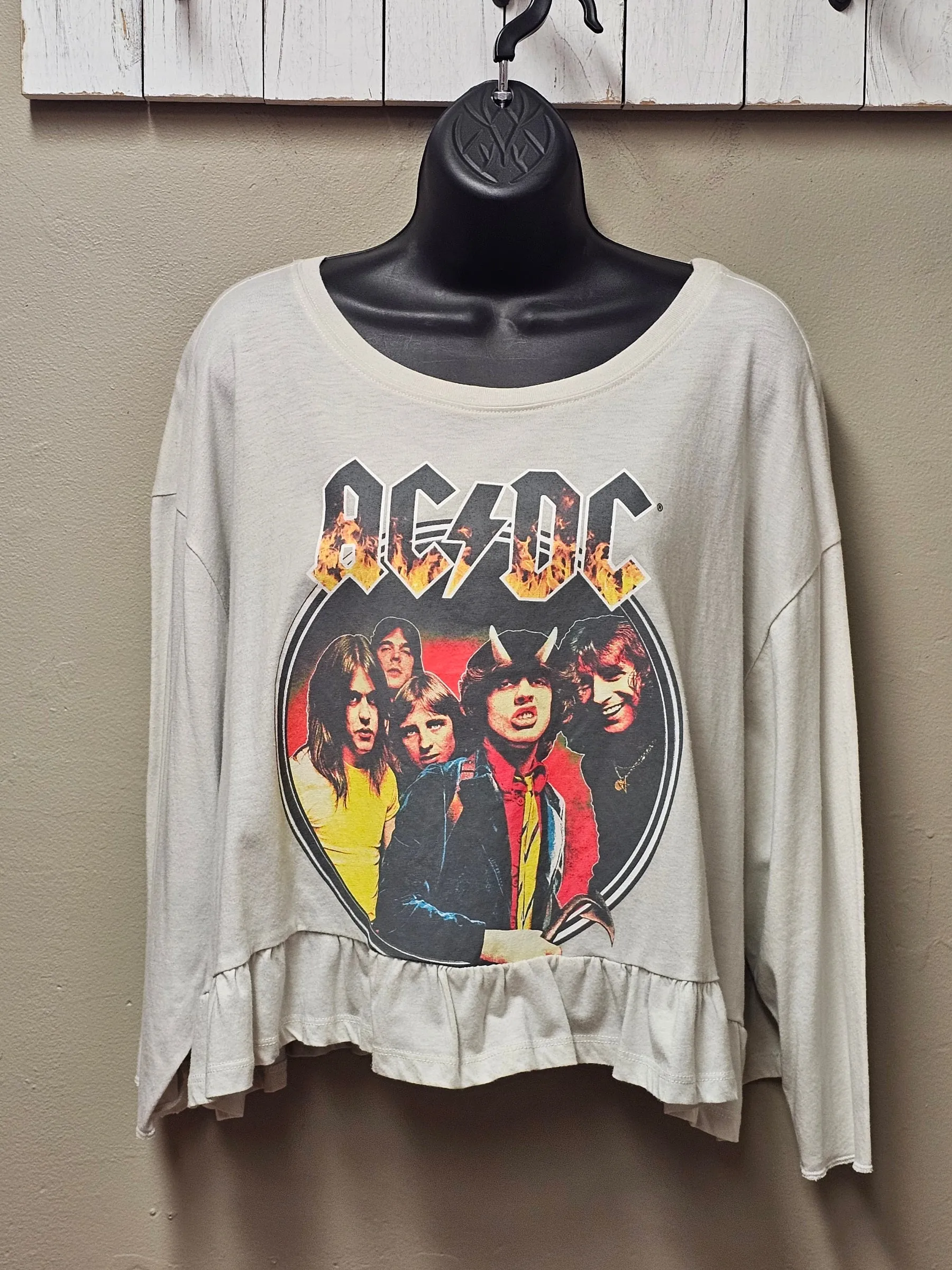 ACDC Rock Band Ruffled Bottom Tee Seams by Sarah