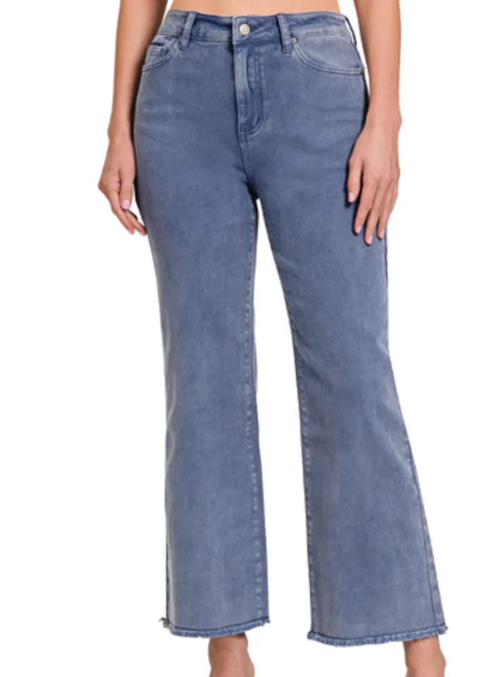Acid Washed BOOTCUT Cropped Colored Pants (S-XL)(multiple color options)