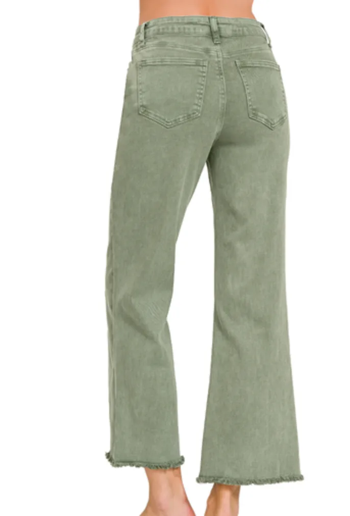 Acid Washed BOOTCUT Cropped Colored Pants (S-XL)(multiple color options)