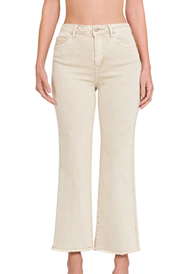 Acid Washed BOOTCUT Cropped Colored Pants (S-XL)(multiple color options)