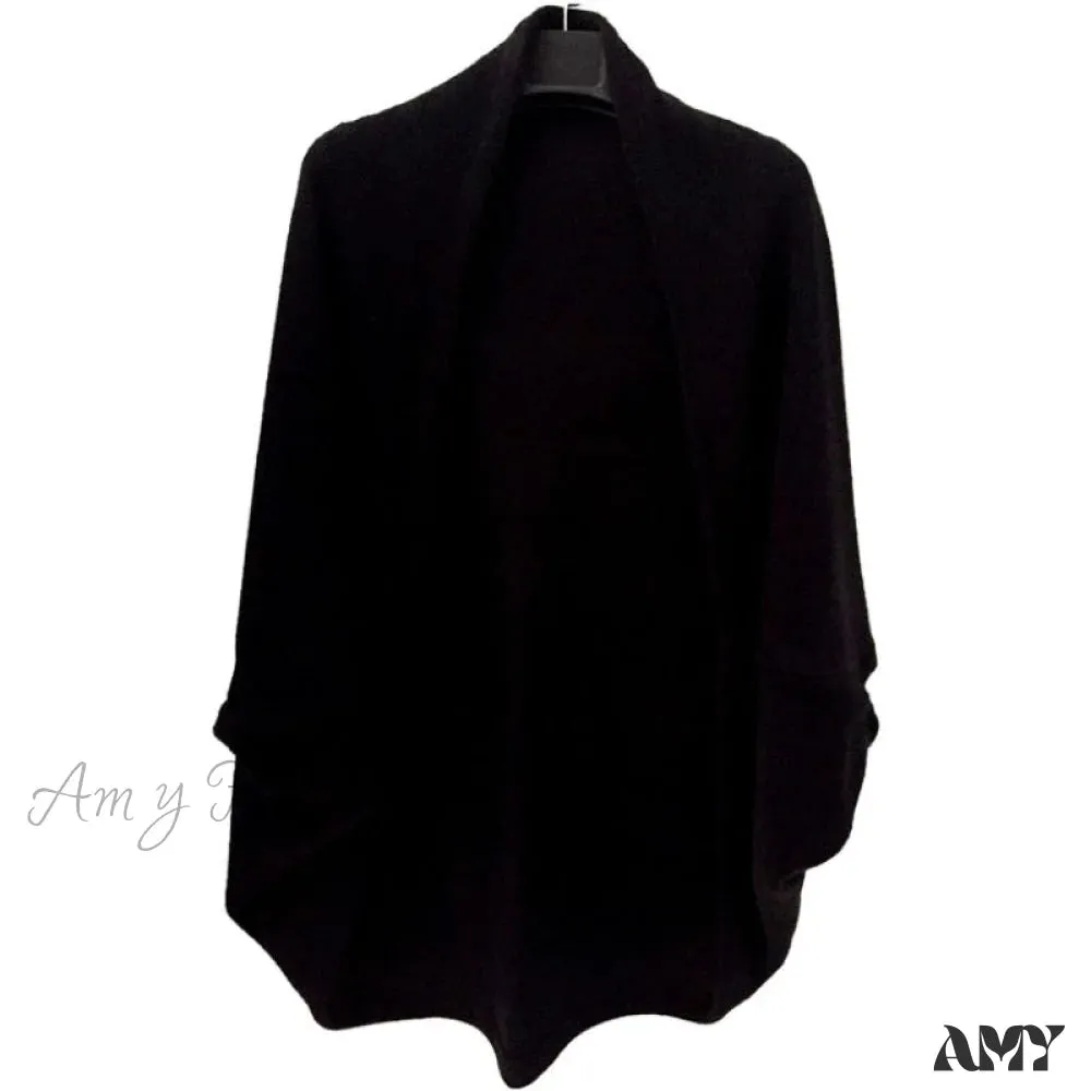 Amy Fashion - Shawl Bat Sleeve Loose Knitted Sweater Cardigans
