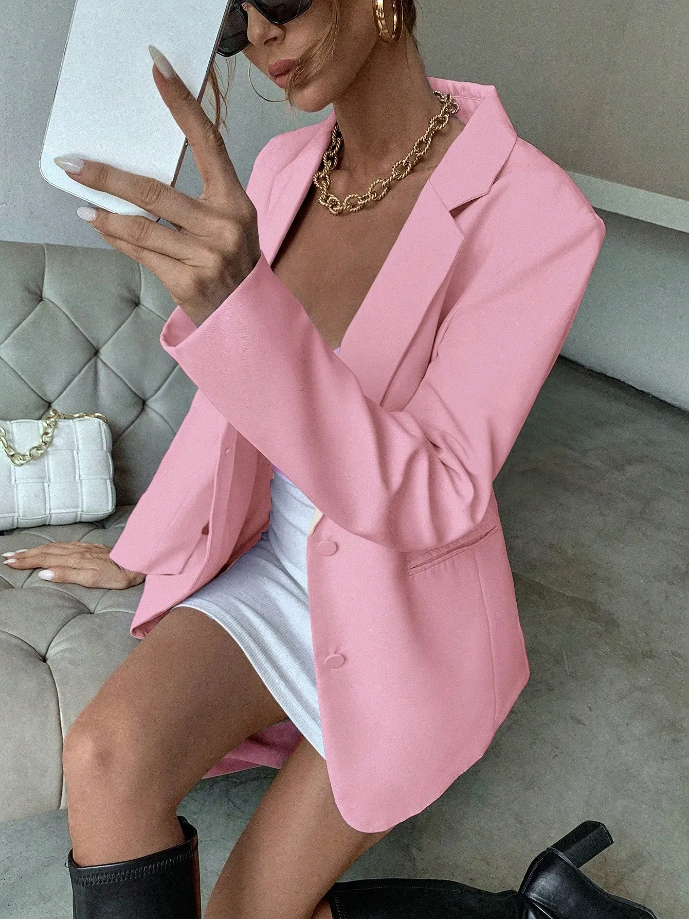 Aveloria Blazer informal de solapa en Cherry Vibes