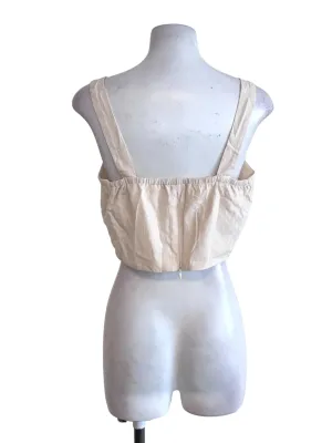 Beige Sleeveless Sash Blazer
