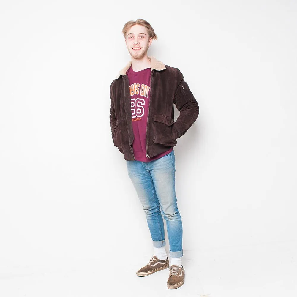 Bellfield - Suede Bomber - Mens Jacket - Brown