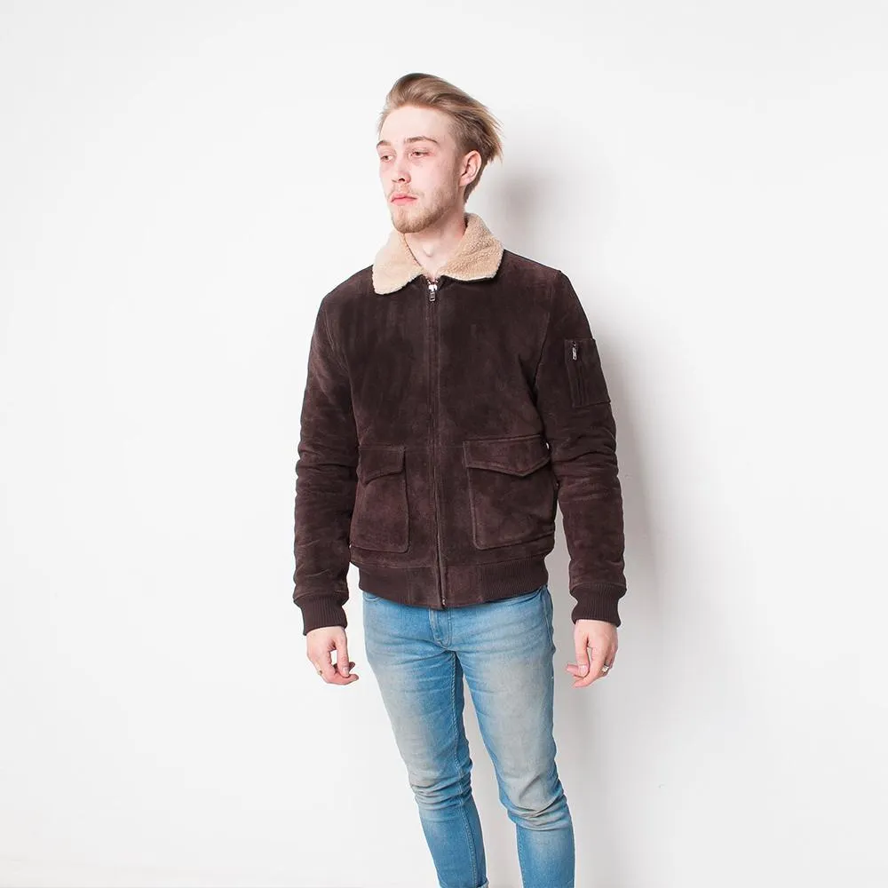 Bellfield - Suede Bomber - Mens Jacket - Brown
