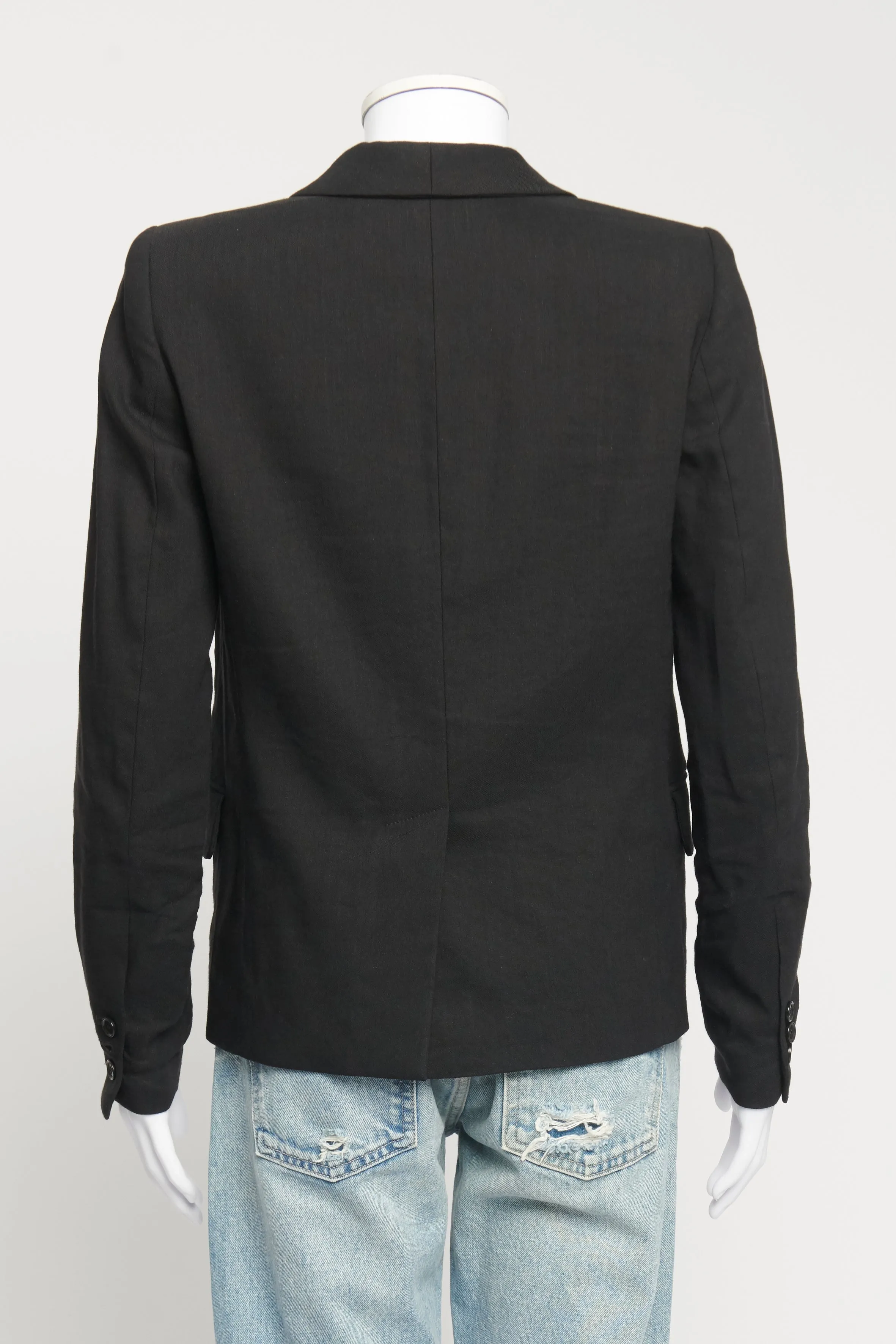 Black Linen Single Button Preowned Blazer