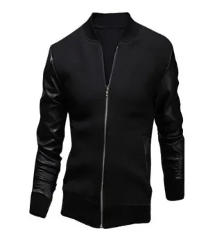 Black Long Sleeve Summer Cotton Jacket for Men - High Quality Bomber Detachable Outerwear Coat