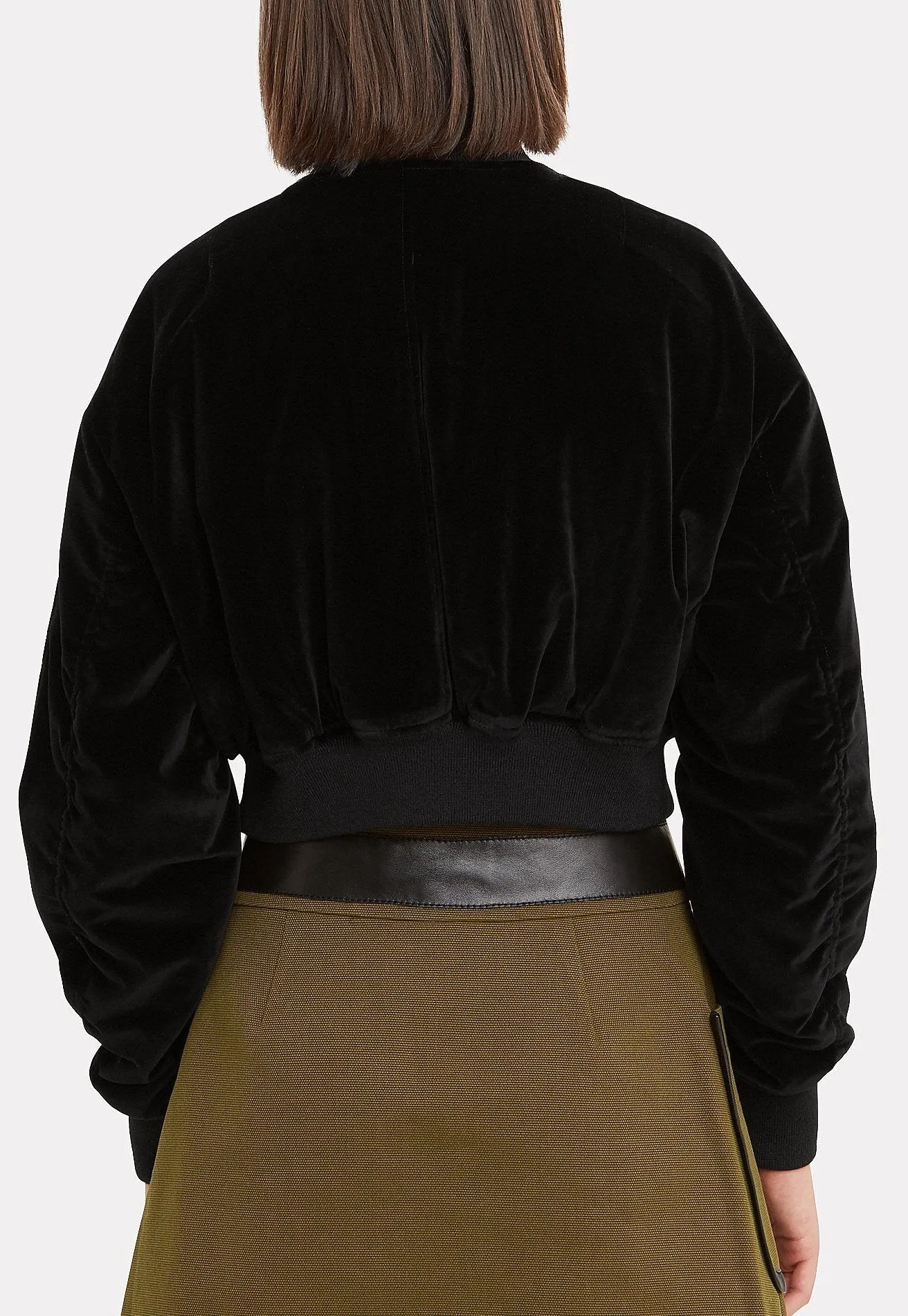 Black Velvet Multi Snap Crop Bomber Jacket