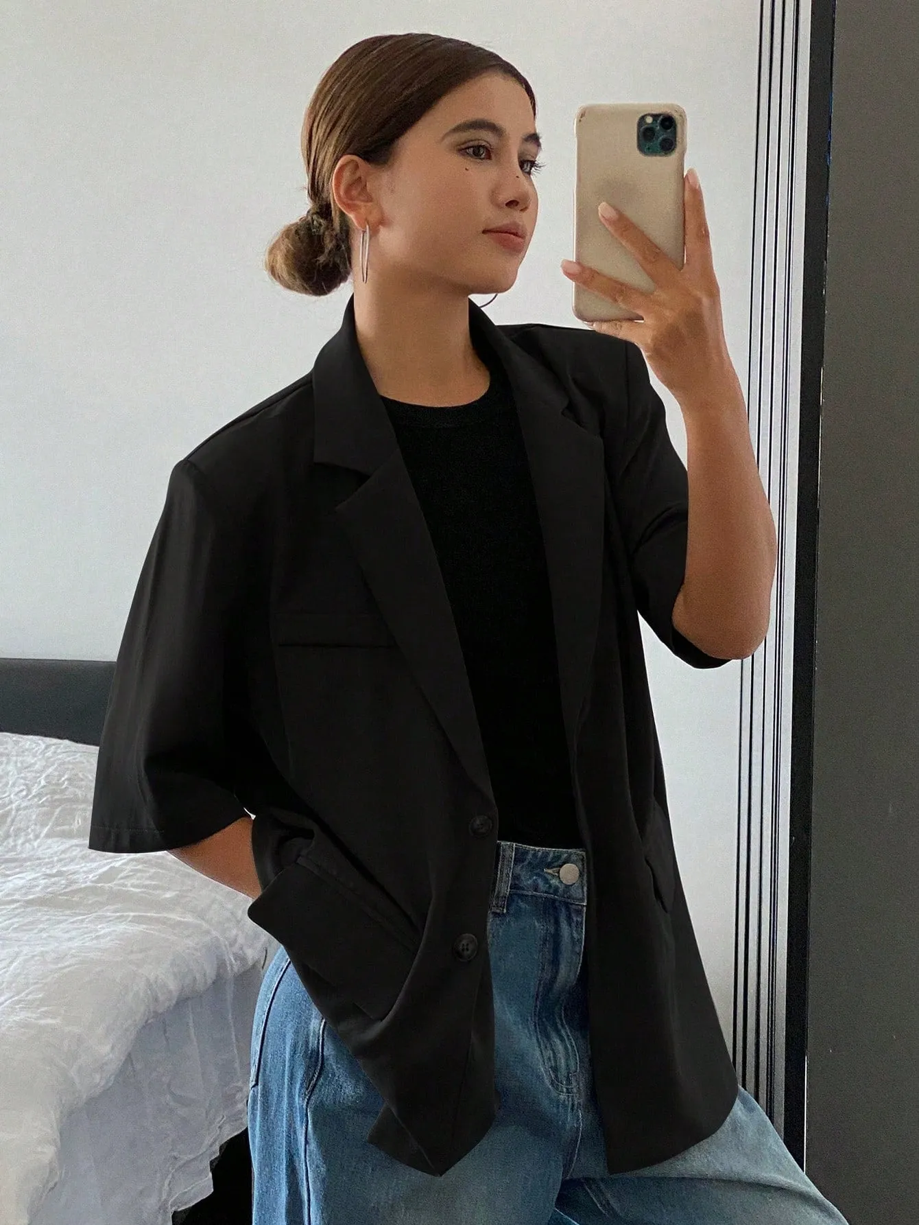 Blazer corto unicolor para mujer