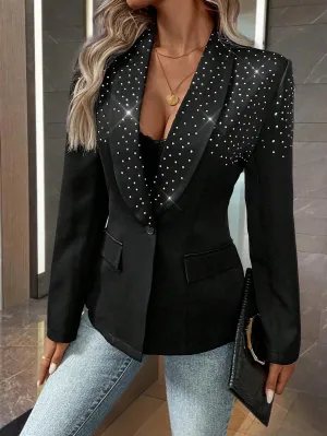 Blazer negro elegante con cristales para fiesta