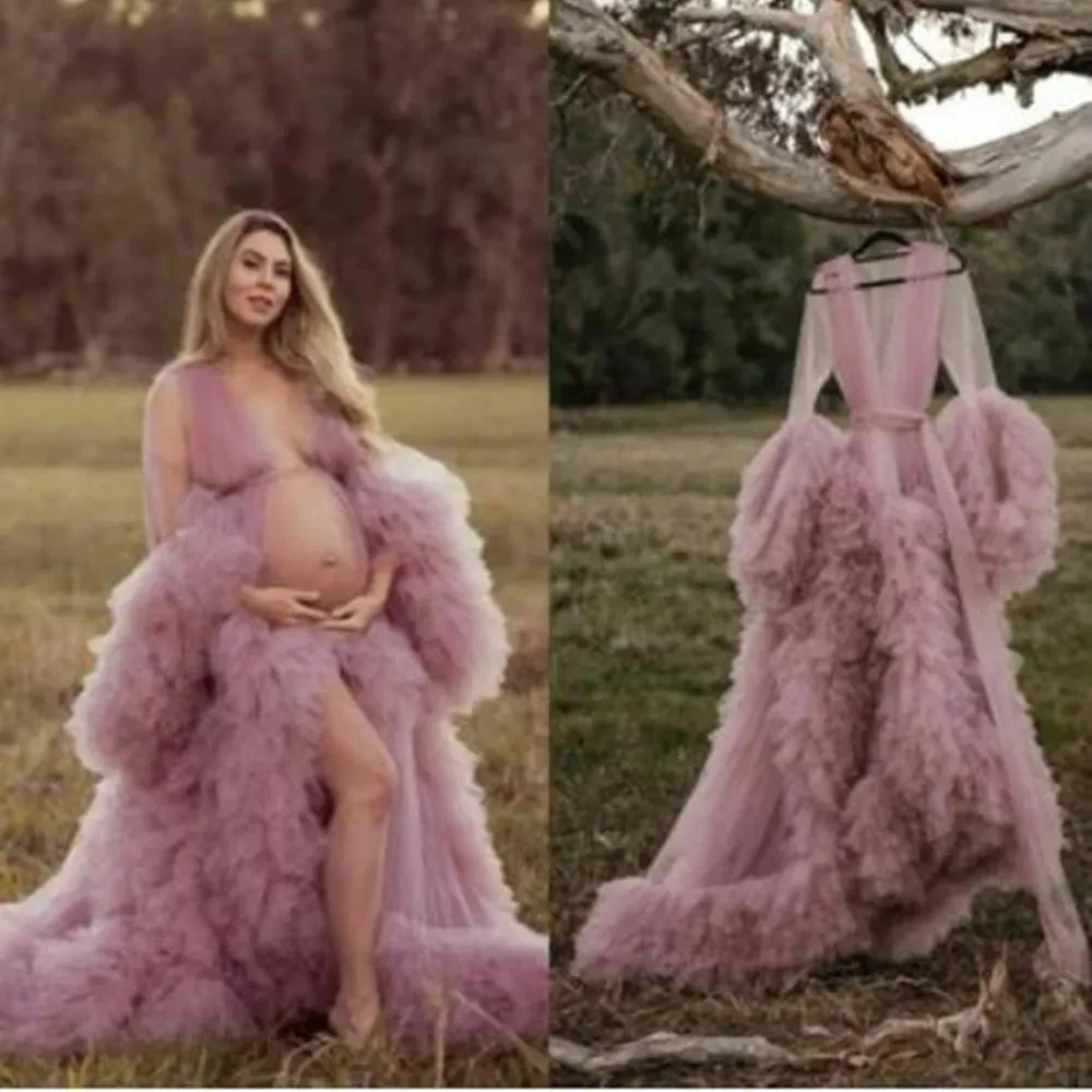 Bridal Robe Illusion Tulle Long Wedding Dressing Gown
