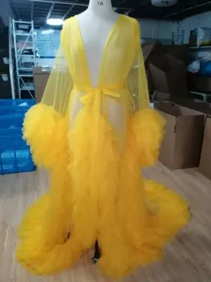 Bridal Robe Illusion Tulle Long Wedding Dressing Gown