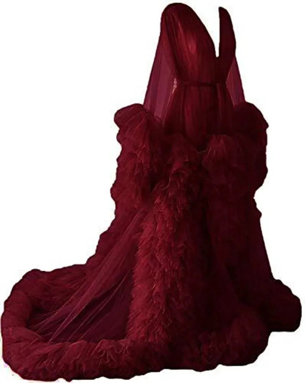 Bridal Robe Illusion Tulle Long Wedding Dressing Gown