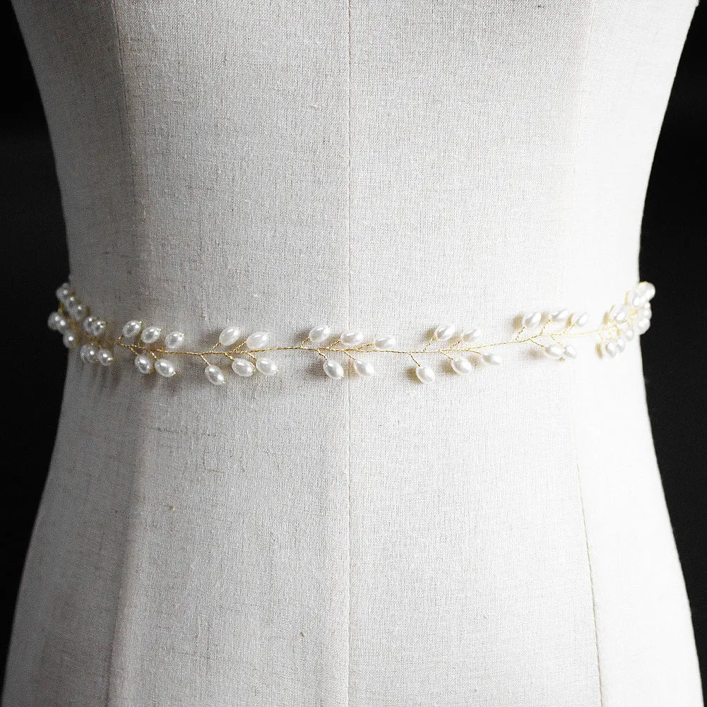 Brides Sashes Imitation Pearl Waist Chain For Bridal
