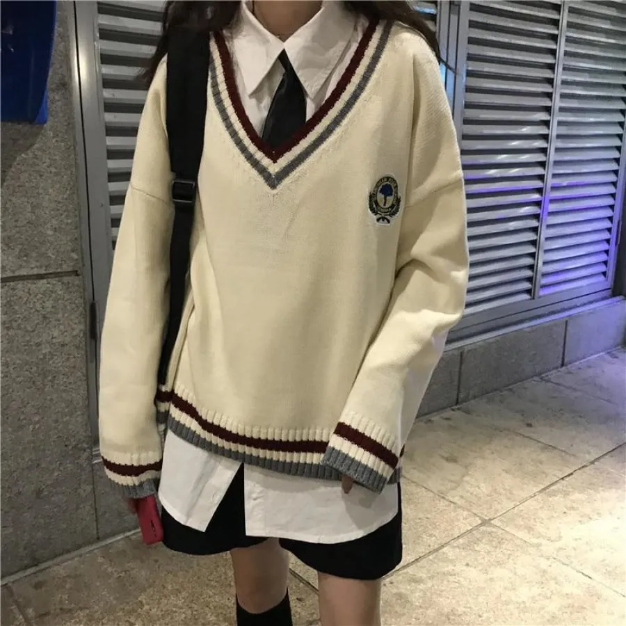 British Style Sweater Preppy Look Cardigans J40353