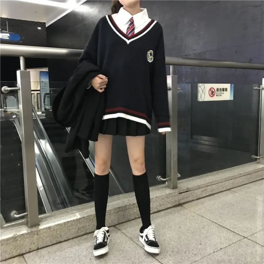 British Style Sweater Preppy Look Cardigans J40353