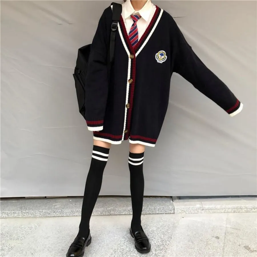 British Style Sweater Preppy Look Cardigans J40353