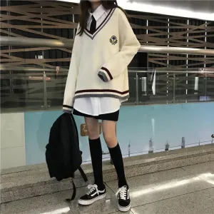 British Style Sweater Preppy Look Cardigans J40353