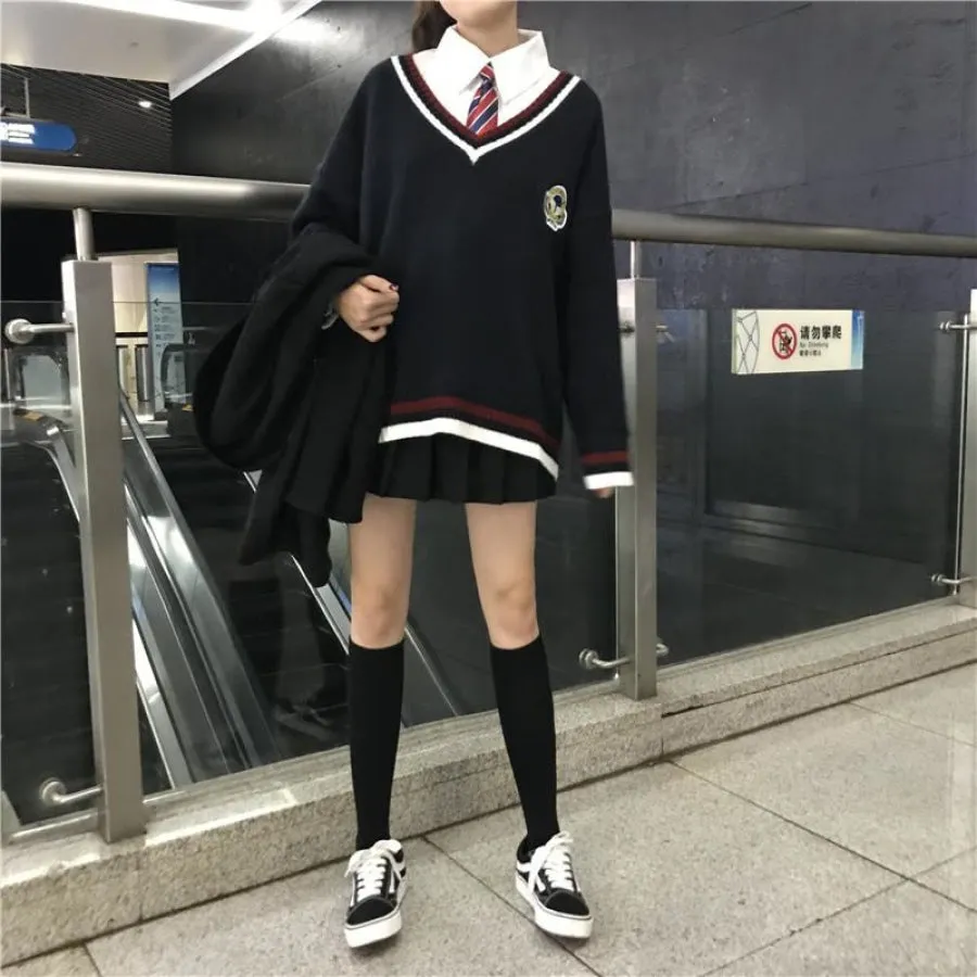 British Style Sweater Preppy Look Cardigans J40353