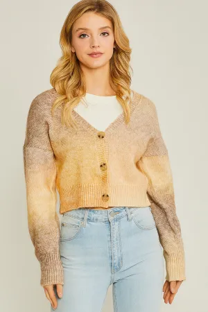 Brown Gradient Sweater Cardigan