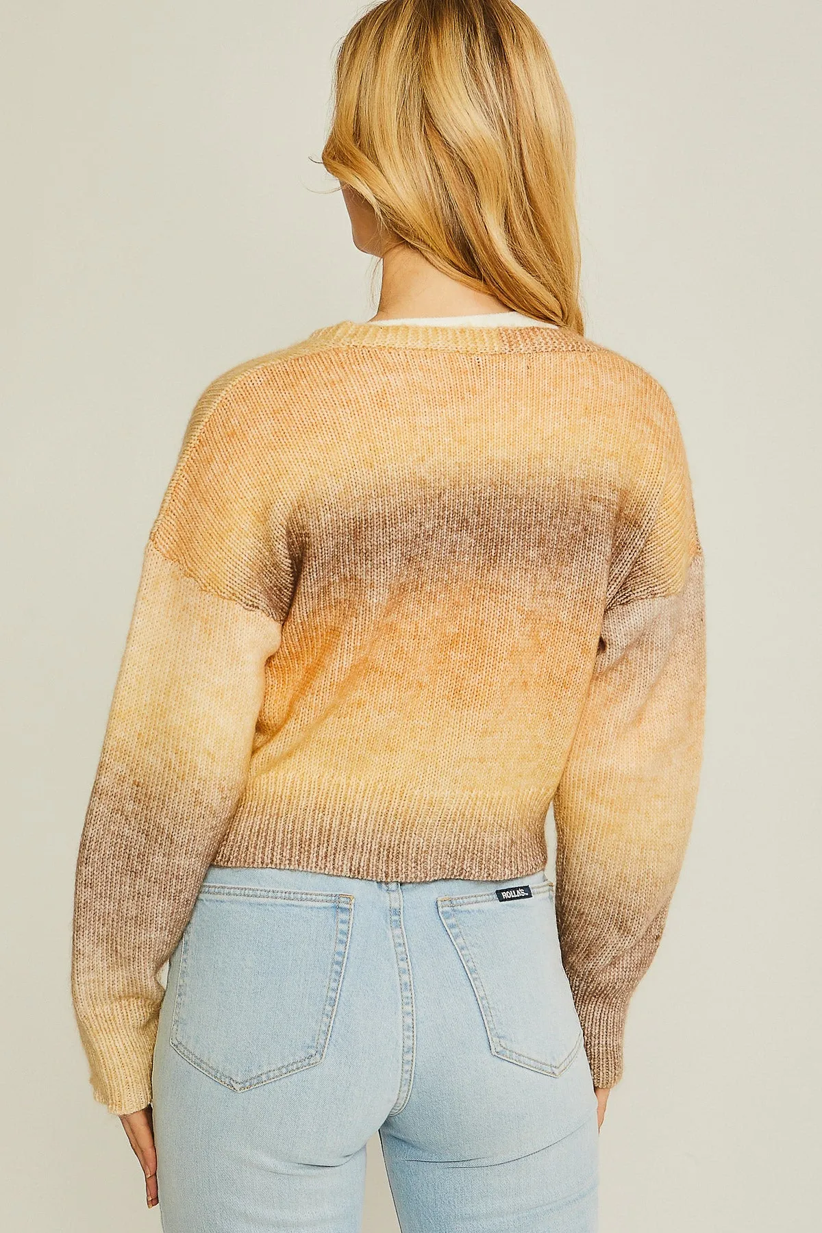 Brown Gradient Sweater Cardigan