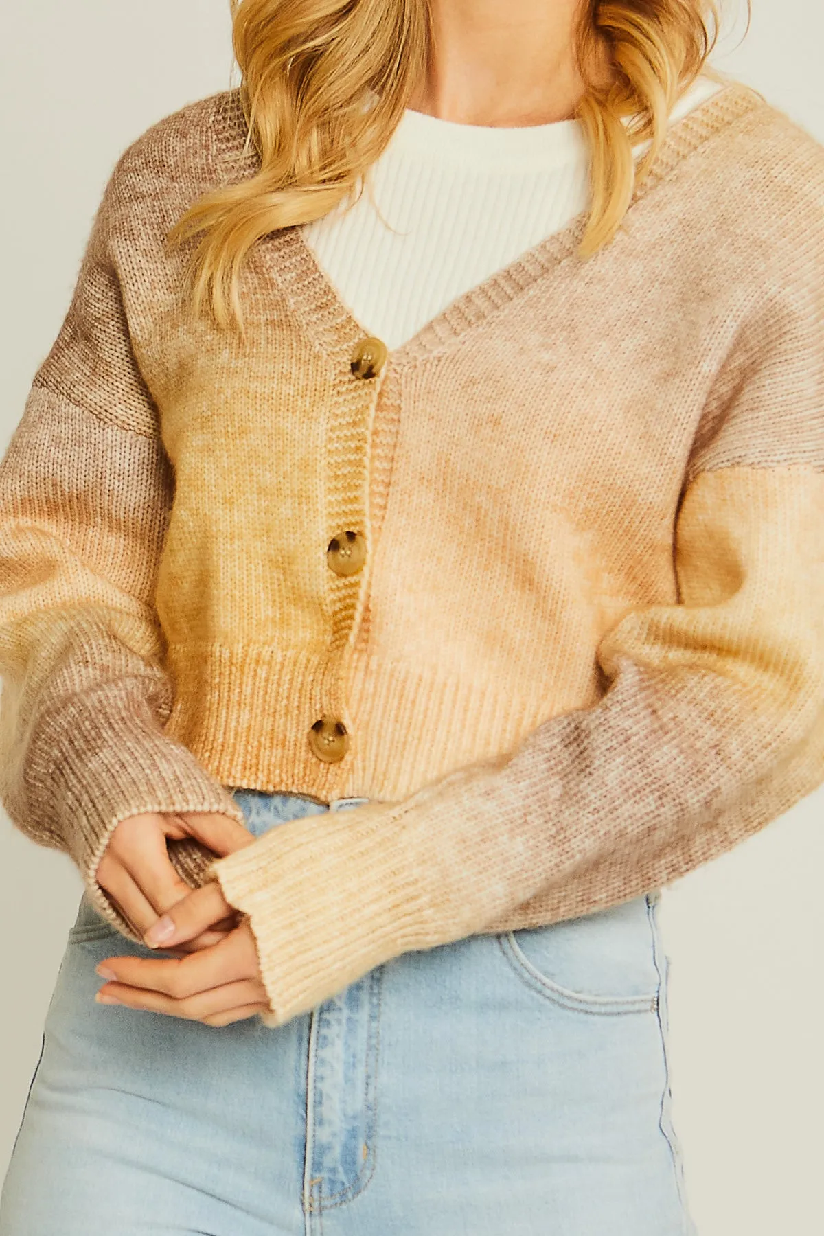Brown Gradient Sweater Cardigan