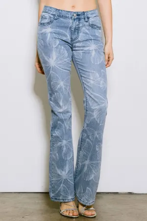 Butterfly Print Bootcut Jeans