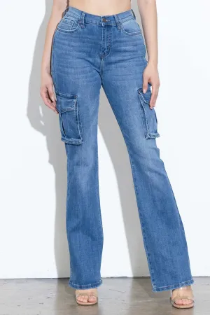 Cargo Pockets Bootcut Jeans