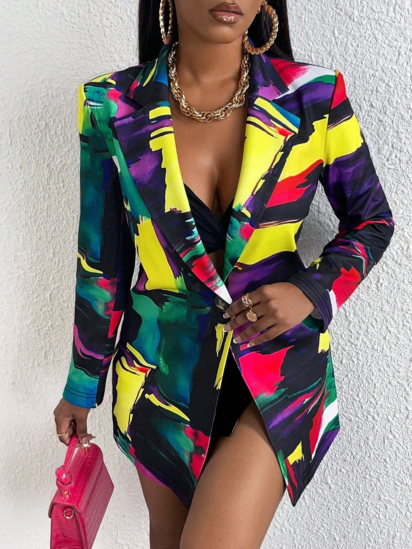 Cherry Vibes Vestido tipo blazer con estampado integral