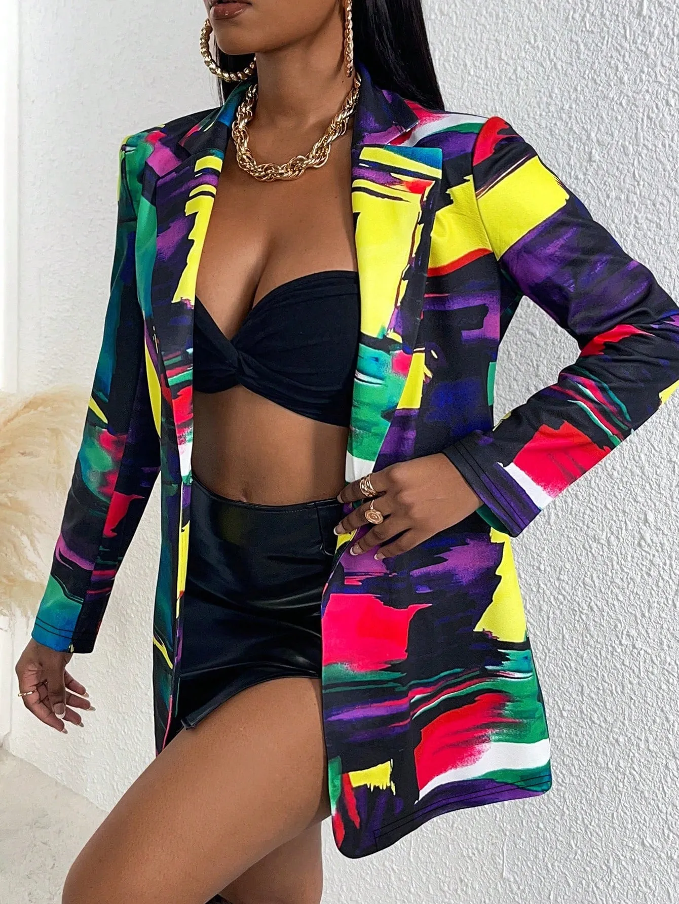 Cherry Vibes Vestido tipo blazer con estampado integral