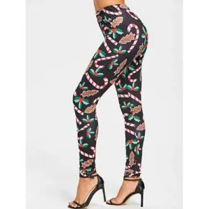 Christmas Graphic Tight Leggings - Black M