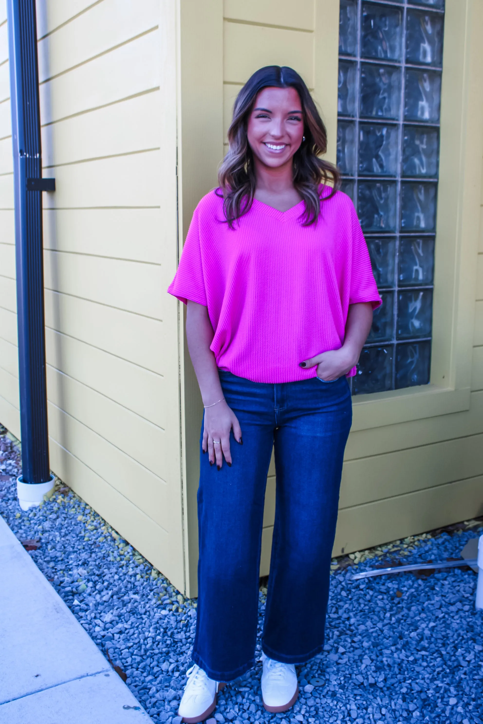 Color Crush V-Neck • Fuchsia