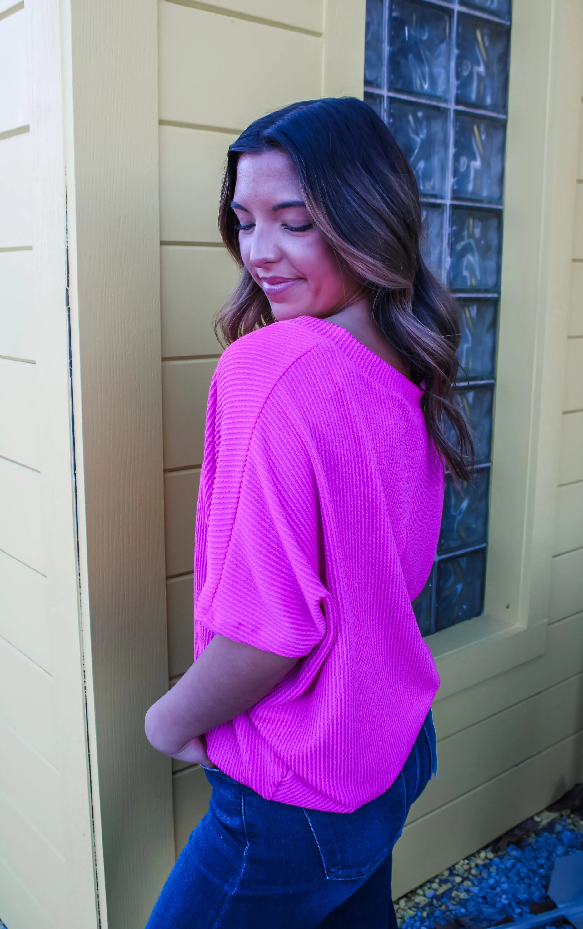 Color Crush V-Neck • Fuchsia