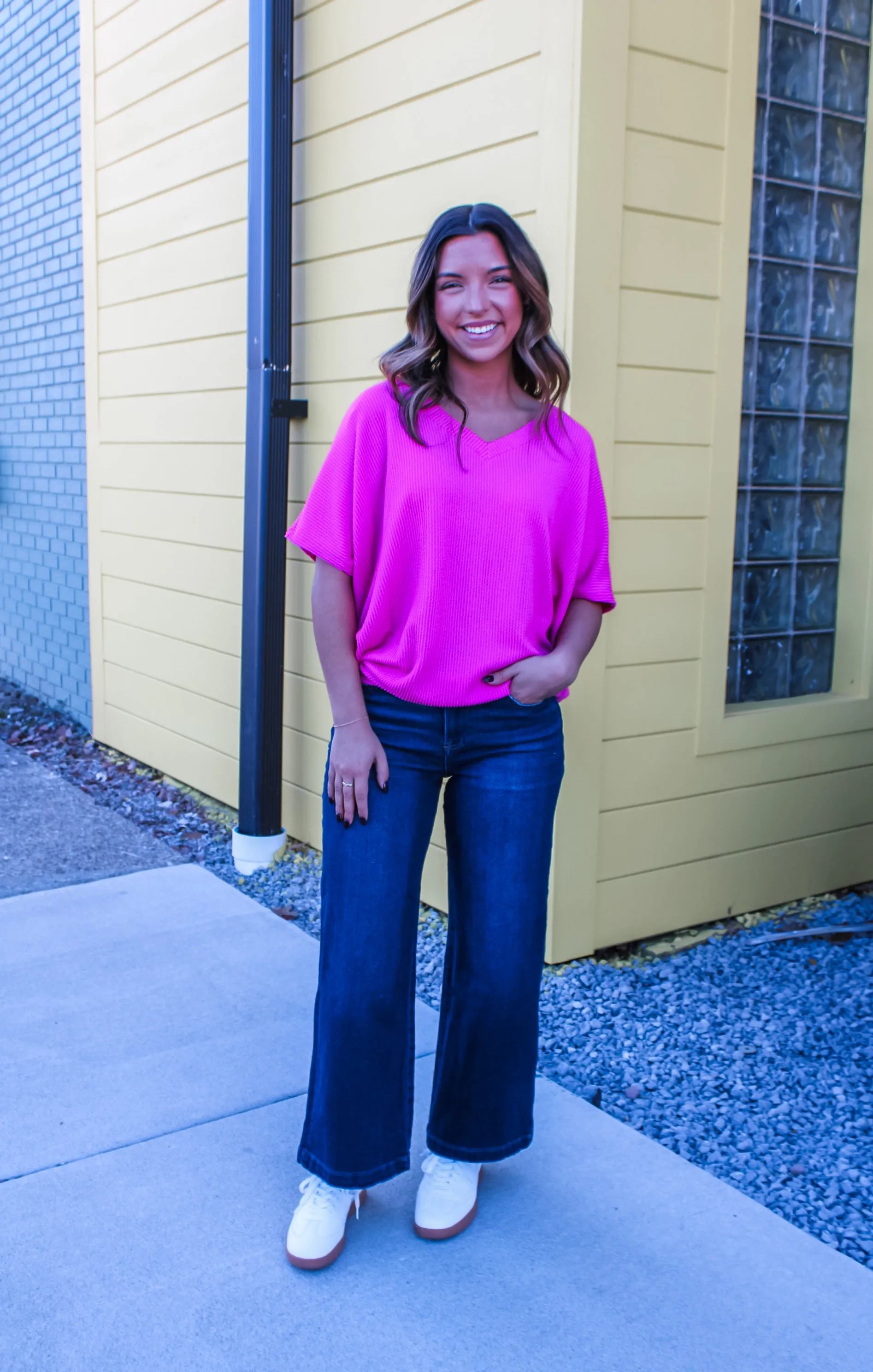 Color Crush V-Neck • Fuchsia