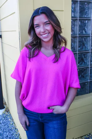 Color Crush V-Neck • Fuchsia