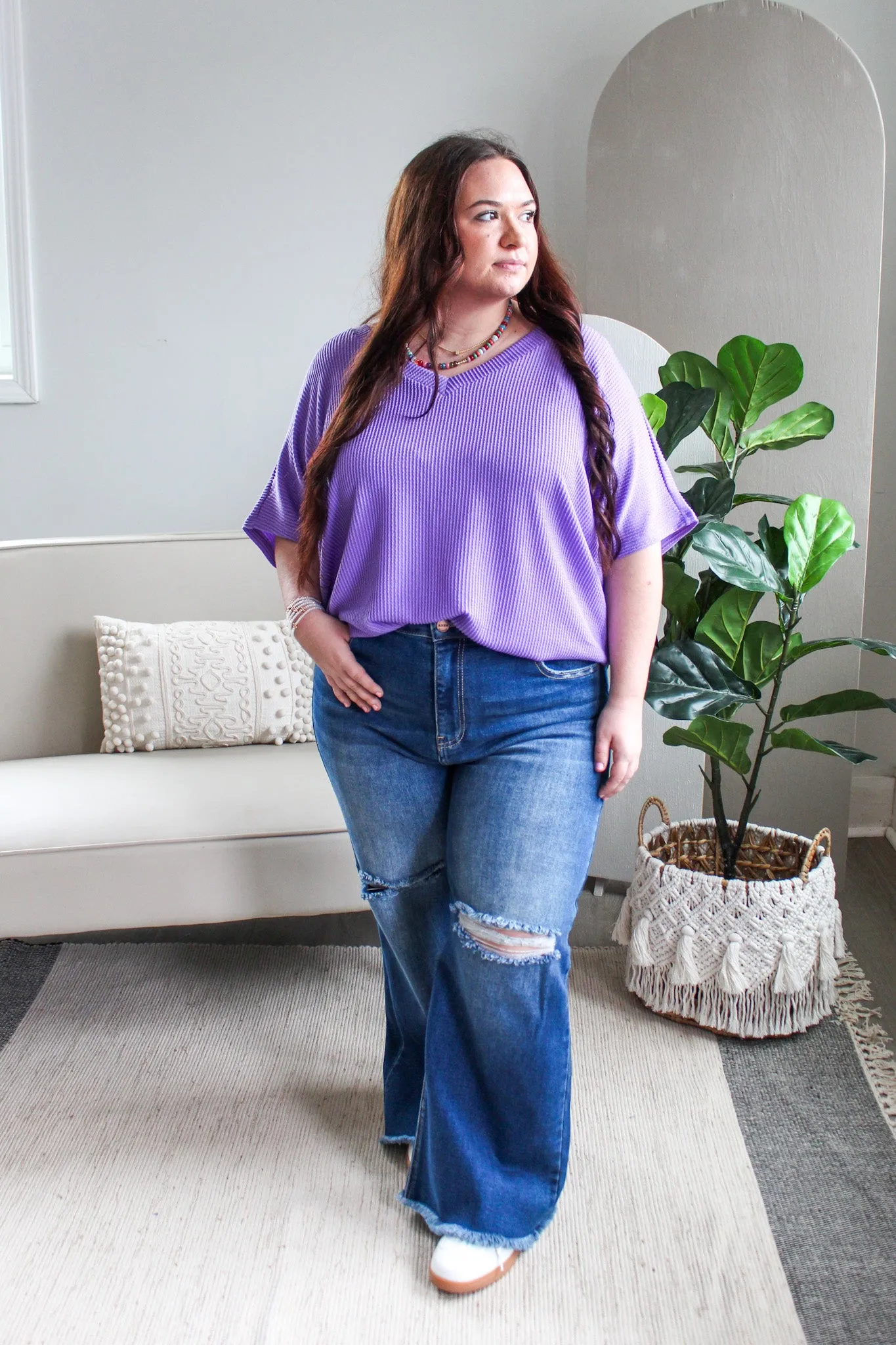 Color Crush V-Neck • Lavender - PLUS