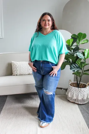 Color Crush V-Neck • Seafoam -  PLUS