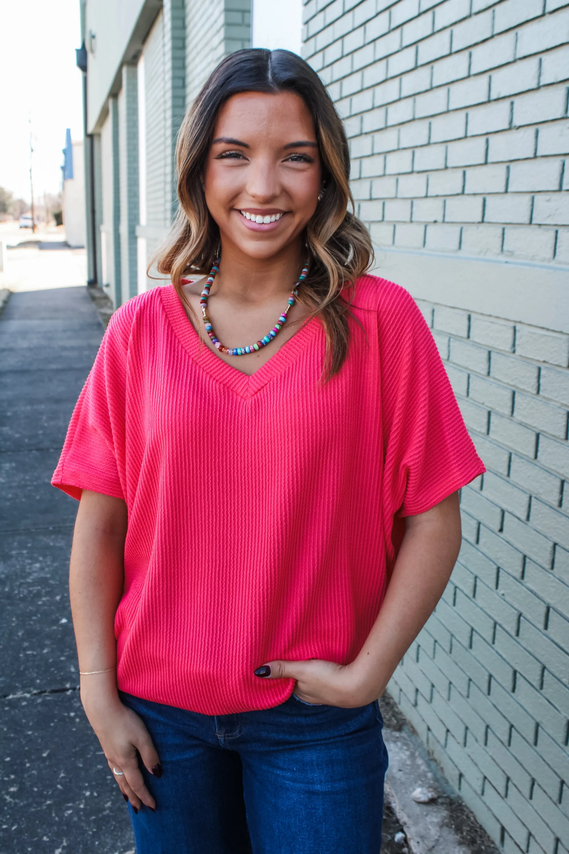 Color Crush V-Neck • Tomato Red