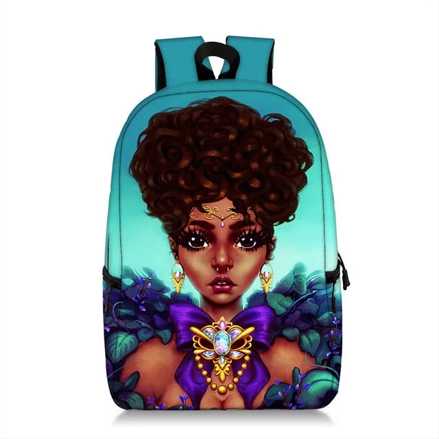 Cute Melanin Girl Print Backpacks