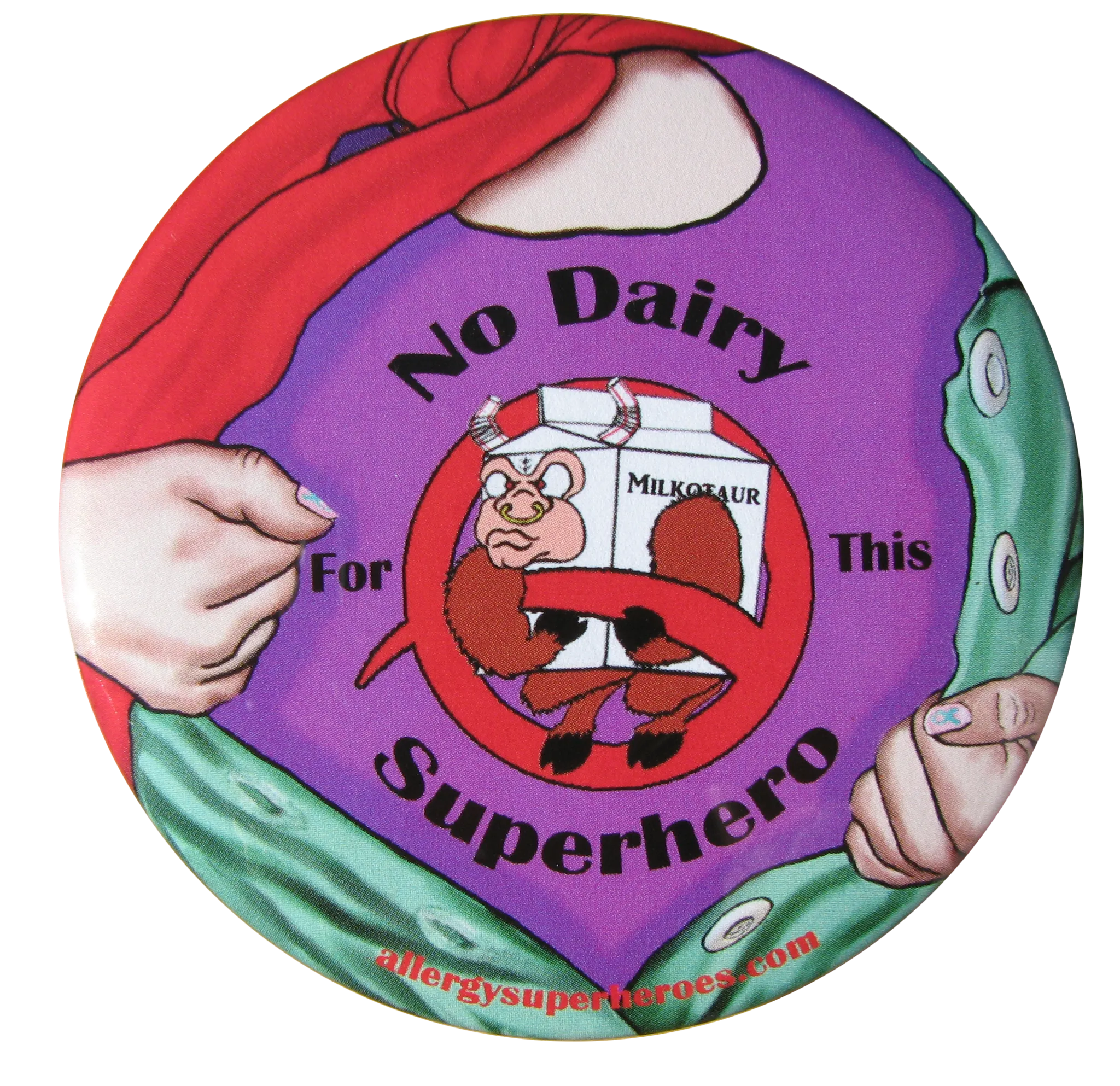Dairy Allergy Superhero Girl Button