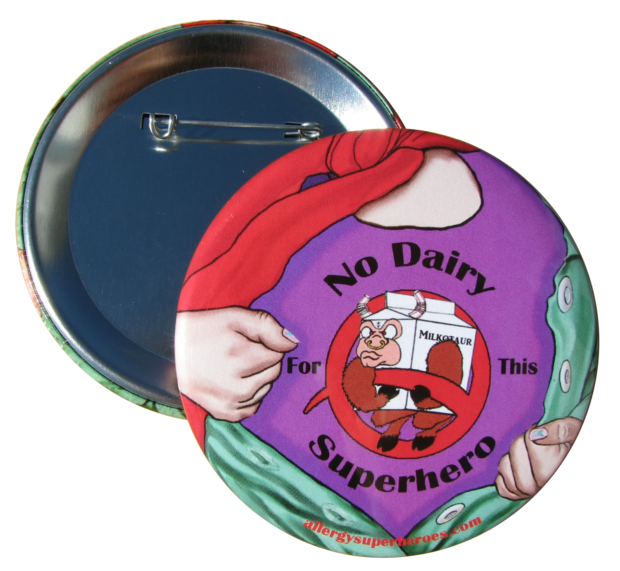 Dairy Allergy Superhero Girl Button