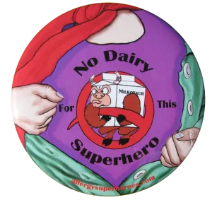 Dairy Allergy Superhero Girl Button