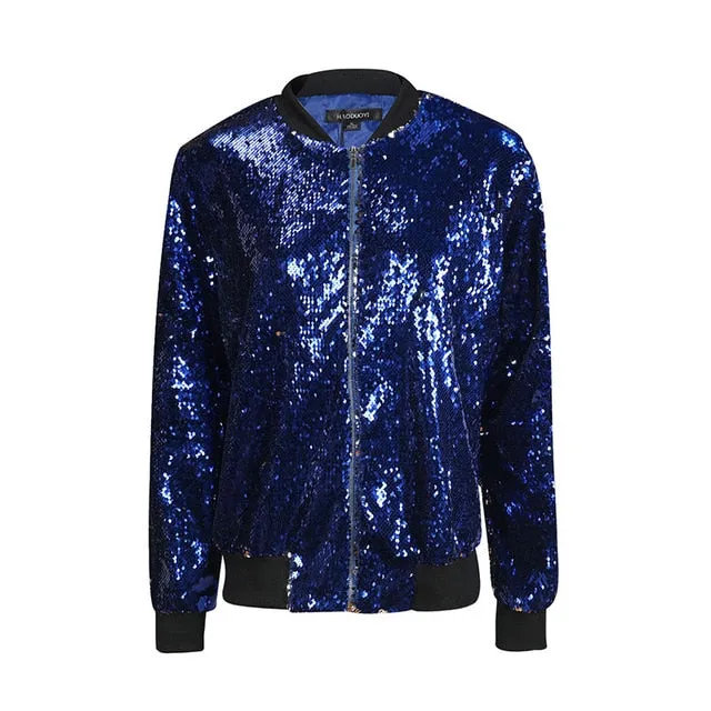 Delia Sequin Bomber Jacket