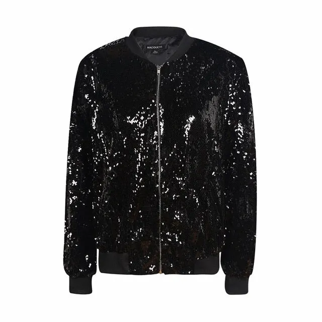 Delia Sequin Bomber Jacket